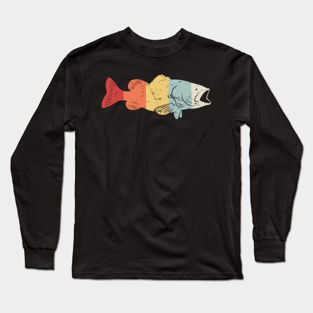 Retro Vintage Bass Fish Long Sleeve T-Shirt by MeatMan